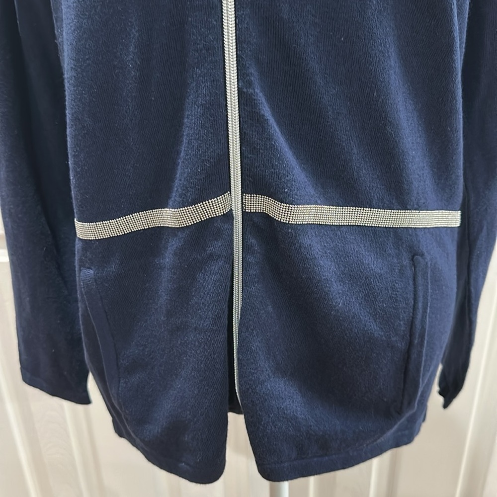 Zenergy Cotton Cashmere-Blend Beaded-Trim Jacket Size M - Picture 8 of 14